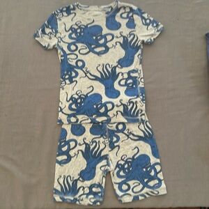 Gap Kids size 10 Organic cotton short pj set blue Octopus on grey